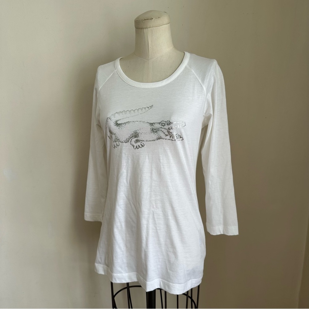 LACOSTE Silver Logo T Shirt